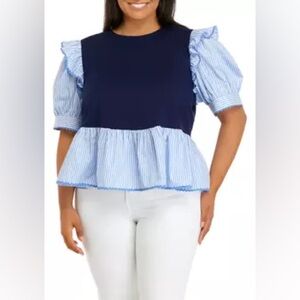 NWT ENGLISH FACTORY Short Sleeve Peplum Top